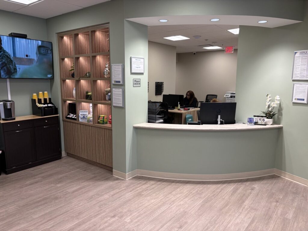Reception and check-in desk at Meridian’s Largo Medical Location