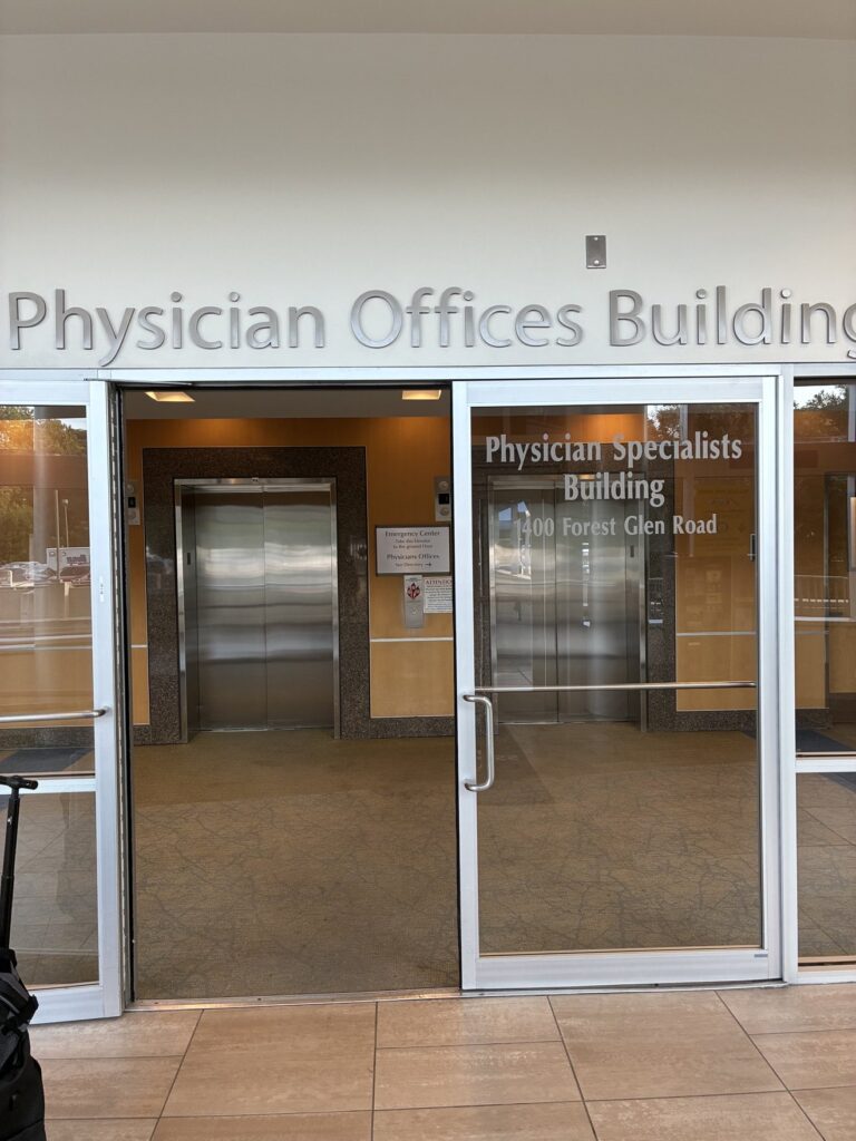 Meridian – Physician Offices Building entrance Physician Offices Building entrance at 1400 Forest Glen Road, Silver Spring